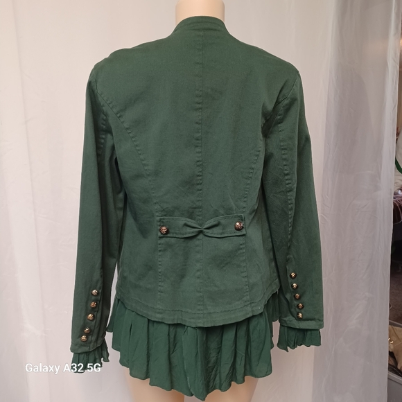 Christina New Green Jacket with Ruffled Hem and Structured Shoulders Size S - Picture 12 of 16